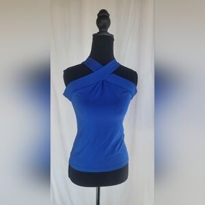 SHEIN Royal Blue Cross-Neck Blouse